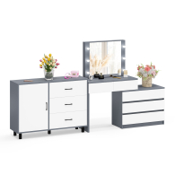 Туалетные столики, Угловой туалетный столик с подсветкой 110 и тумба-комод дверка и 3 ящика 122-1204