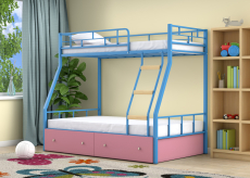 Для подростков, Двухъярусная кровать Радуга ящики розовый