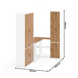 Узкий шкаф для документов с рабочим столом и шкафом с выдвижной штангой и полками 20Б Лидер-8