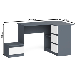 Угловой компьютерный стол Мори МС-16 правый с тумбой ТМП400