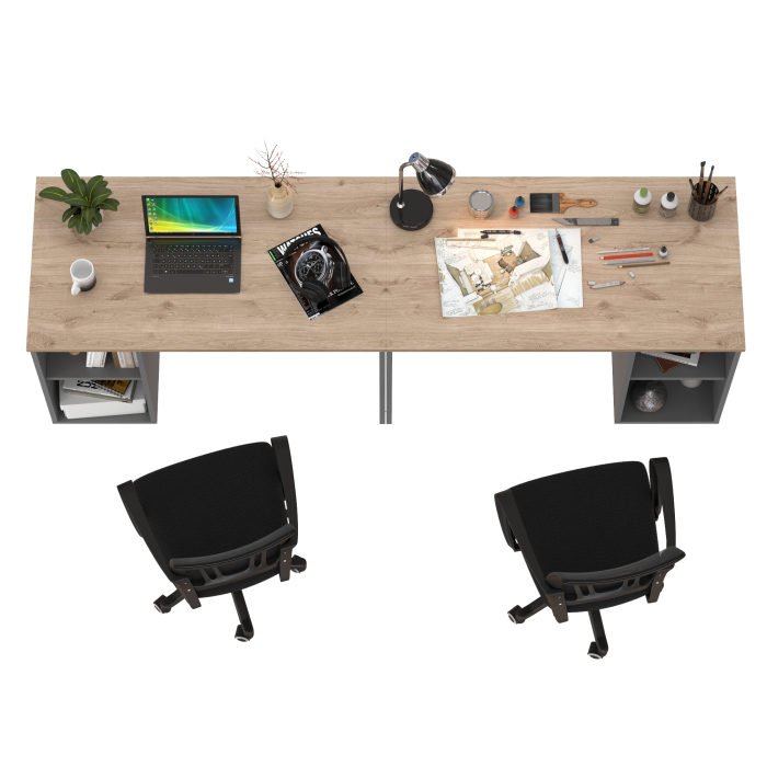 Прямые компьютерные столы, Два письменных стола Лайт 12.163 и два чёрных компьютерных кресла