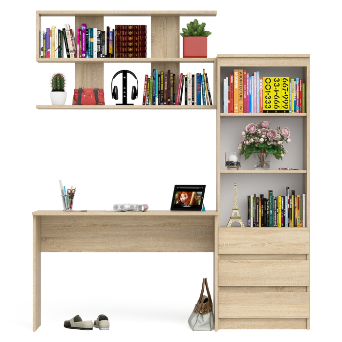 Прямые компьютерные столы, Стеллаж-комод Мори с письменным столом на 1200 и навесной полкой на 1200