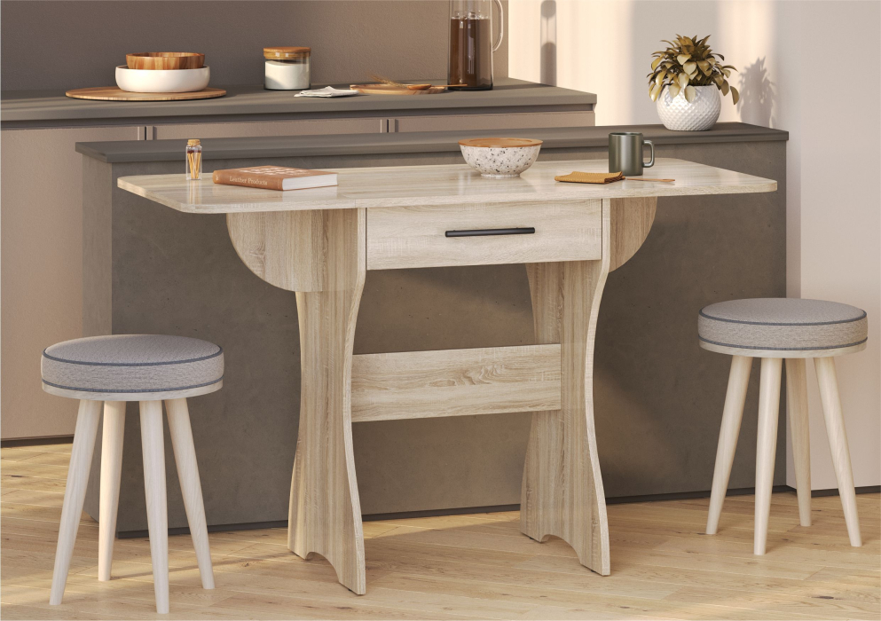 Обеденные столы, Стол обеденный раскладной с ящиком 6-02.120