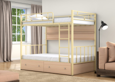 Для подростков, Двухъярусная кровать Валенсия 120 ящики полка дуб молочный