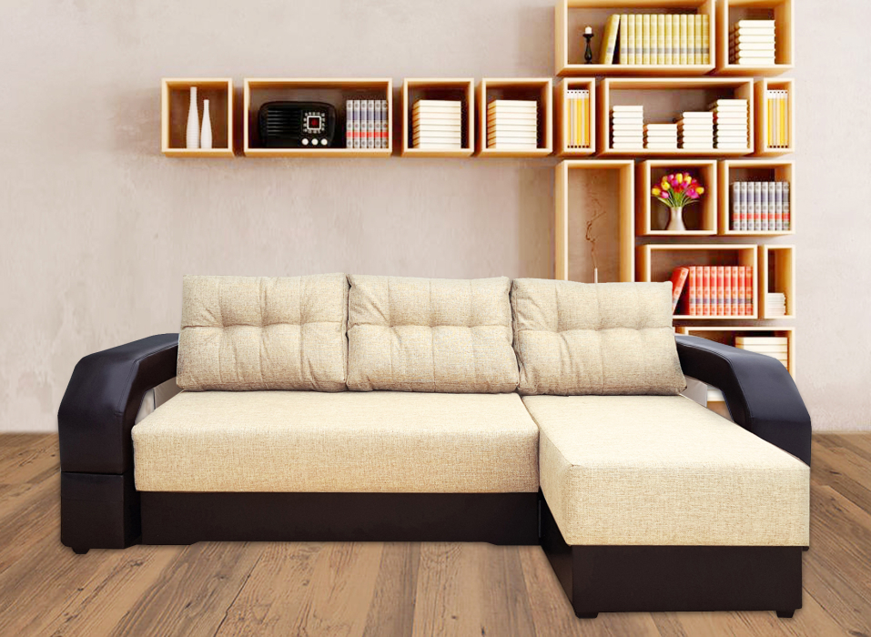 Диваны угловые, Диван угловой Манчестер 160 с подсветкой, правый, рогожка/экокожа