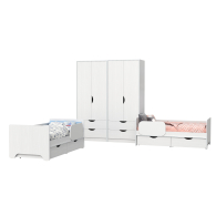 Для девочек, Набор мебели в детскую для двоих детей Уна из двух кроватей с ящиками и двух шкафов-комодов для одежды