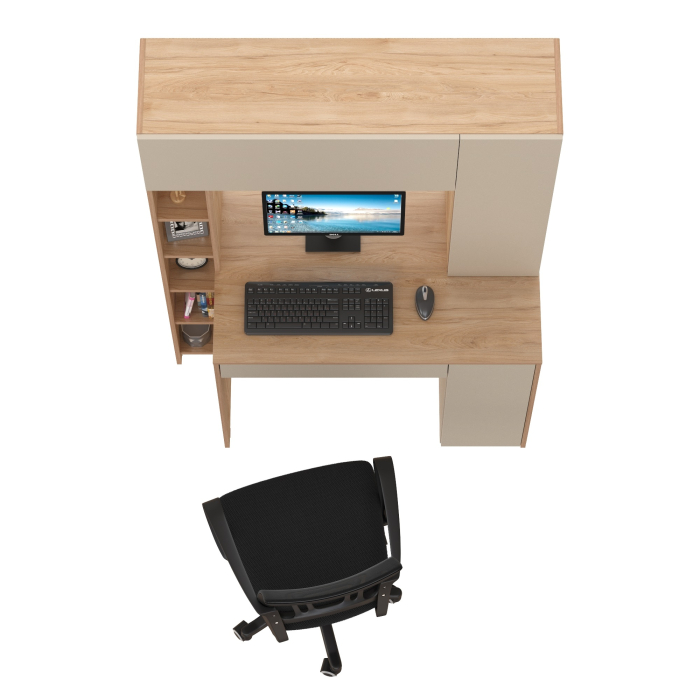 Прямые компьютерные столы, Комплект из компьютерного стола Комфорт 12.71 и черного кресла 103