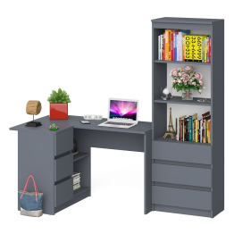 Стеллаж-комод Мори МСТ600 3 ящика и стол угловой компьютерный МС-16 левый