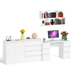 Стол для работы Мори МС-2 с книжной полкой на 1200 и комодом-тумбой МК1600.1