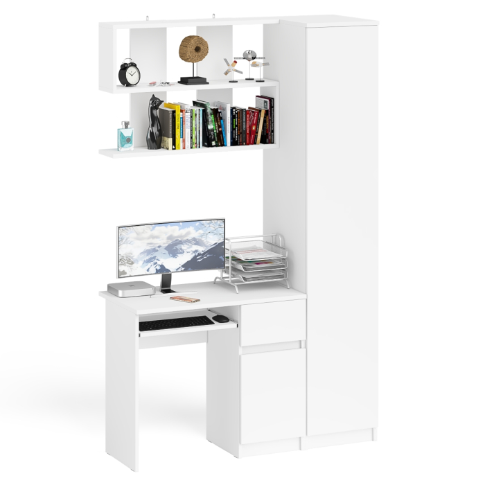 Прямые компьютерные столы, Пенал Мори однодверный на 400.1 с компьютерным столом Мори МС-1 правый и полкой 900