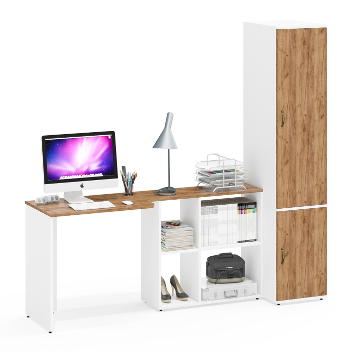 Домашние кабинеты, Глубокий пенал 23Б и стол компьютерный трансформер Лидер-8