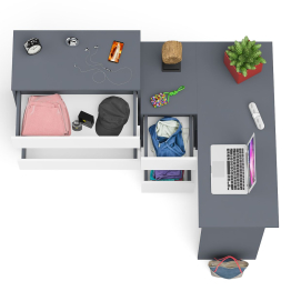 Комод Мори МК800 4-ре ящика с угловым компьютерным столом Мори МС-16 тумба слева