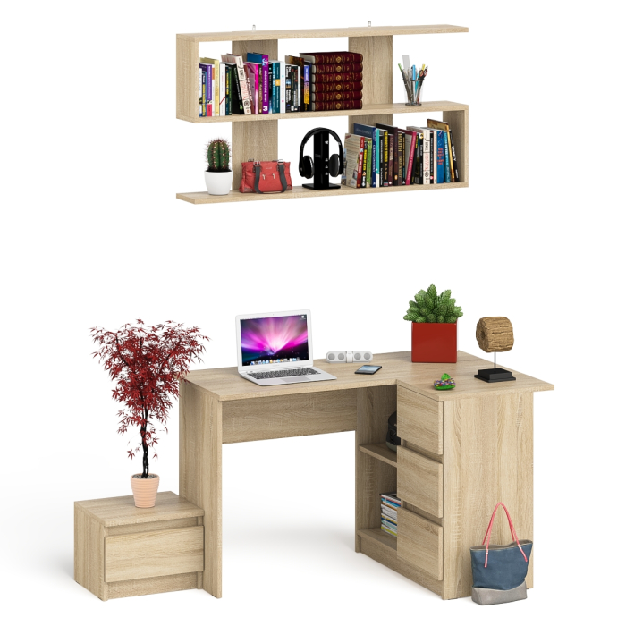 Угловые, Стол угловой компьютерный МС-16 Мори правый с полкой верхней на 1200 и тумбой ТМП400