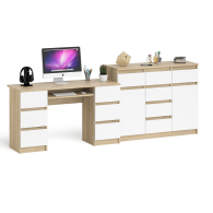 Компьютерные столы, Двухтумбовый стол компьютерный МС-2 с ящиками и тумба-комод МК1200.4 Мори