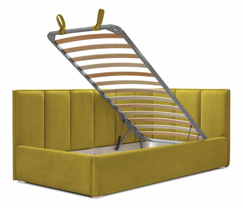 Мягкая кровать, Кровать с мягким изголовьем угловая Лайф 900, велюр