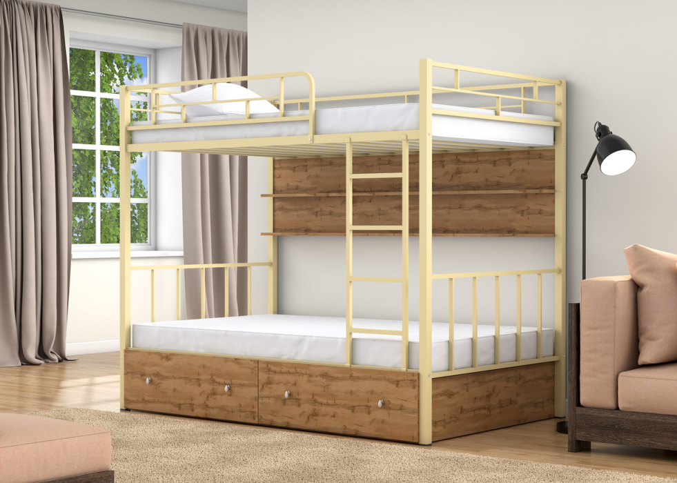 Для подростков, Двухъярусная кровать Валенсия 120 ящики полка дуб ватан