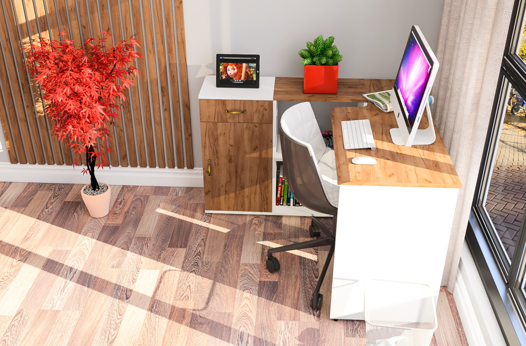 Домашние кабинеты, Письменный стол Лидер-8 с тумбой с ящиком и дверкой.