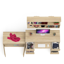 Стол компьютерный Мори МС-2 с верхней полкой и тумбой МА900.1