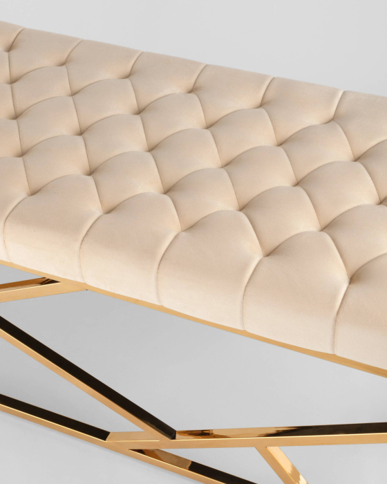 Банкетка в прихожую, Банкетка-скамейка АРТ ДЕКО (Сталь золото)