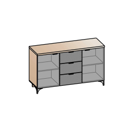 Комод Шаде КМ-2902, черный ясень, санторини белый