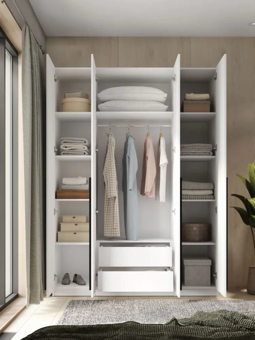 Шкафы, Шкаф для одежды распашной с ящиками 4-х дверный, София, 2200х1600х520 мм