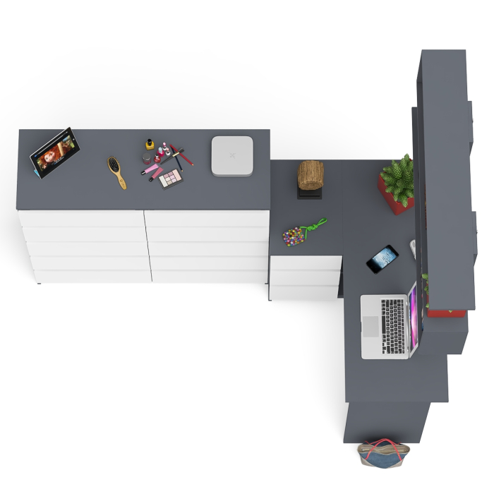 Домашние кабинеты, Стол угловой компьютерный Мори МС-16 левый с комодом на 10-ть ящиков и полкой на 1200