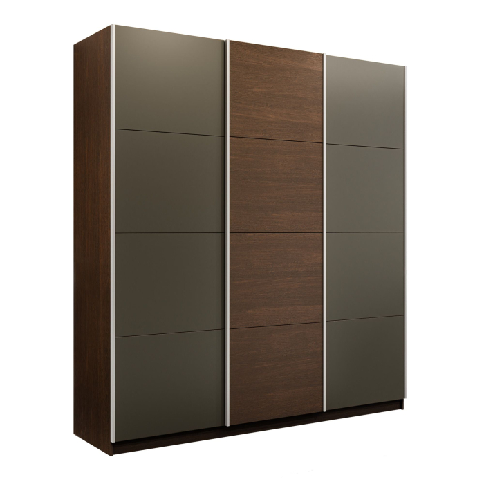 Шкафы-купе 3-х дверные, Шкаф-купе Прайм 3-х дверный Стекла хаки/ДСП/Доводчики 210х57х230