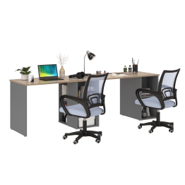 Набор для работы и учёбы из двух столов письменных Лайт 12.163 и двух серых кресел
