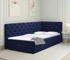 Мягкая кровать, Кровать с мягким изголовьем угловая Оливия 900, микровелюр