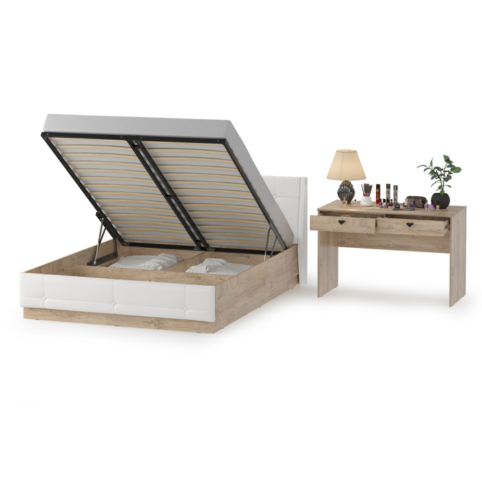 Спальные гарнитуры, Кровать Муссон 1600 с подъёмным основанием и туалетным столиком, 1600х2000 мм