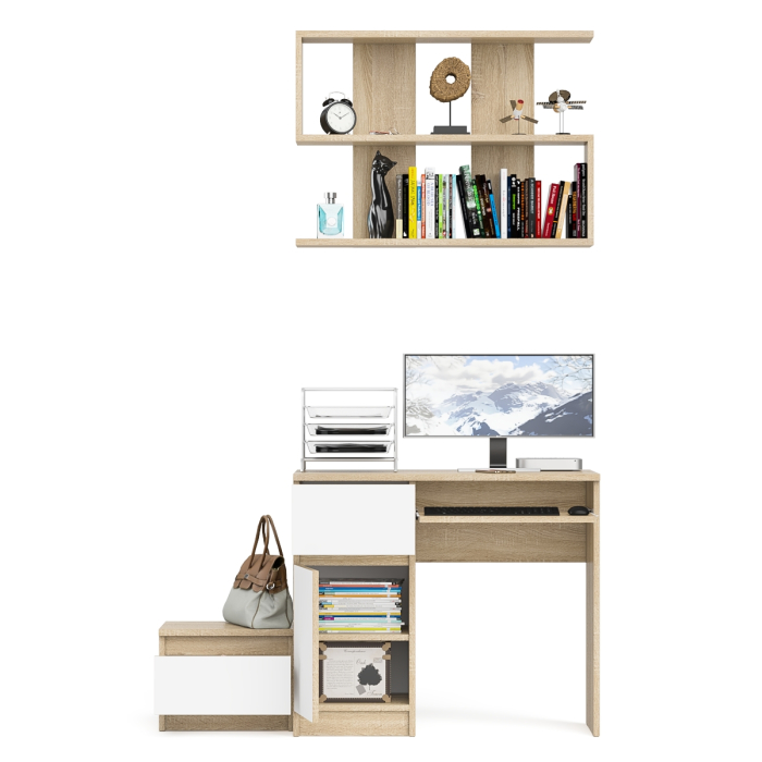 Прямые компьютерные столы, Стол компьютерный Мори МС-1 левый с тумбой и полкой 900