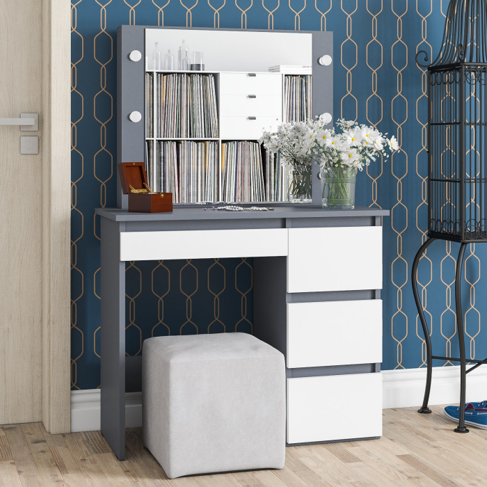 С зеркалом, Стол косметический с подсветкой Сура