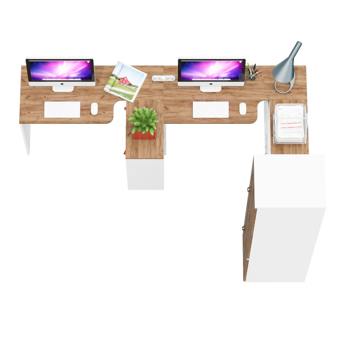 Домашние кабинеты, Мебель для домашнего кабинета для двоих человек Лидер-8 с пеналом 23Б и тумбочкой 3.15