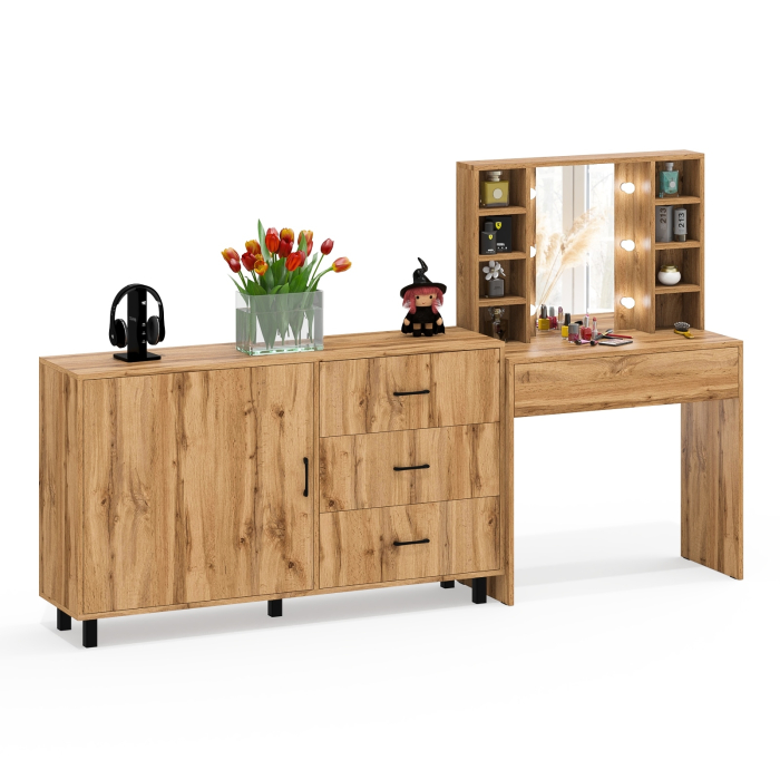 Туалетные столики, Столик туалетный с полочками и с подсветкой и комод 122-1504