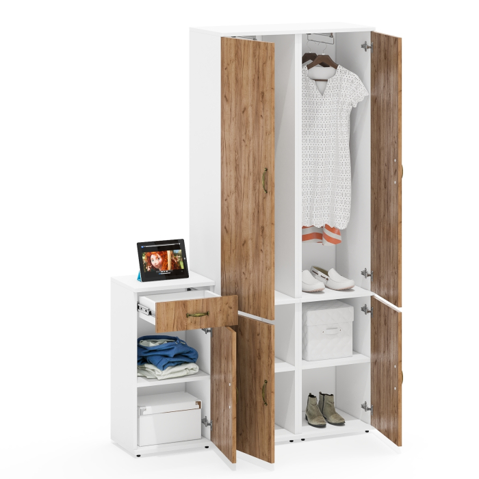 Домашние кабинеты, Пеналы с полками каждый по пять полок Лидер-8 и тумба дверка и ниша