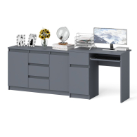 Домашние кабинеты, Комод-тумба Мори МК1200 3 ящика и две дверки со столом компьютерным МС-1 левым Мори