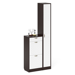 Тумба для обуви в прихожую с пеналом П-6 МДФ фрезеровка ромб