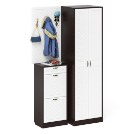 Вешалка с крючками с обувницей с ящиком и шкаф П-6 № 18 МДФ фрезеровка ромб