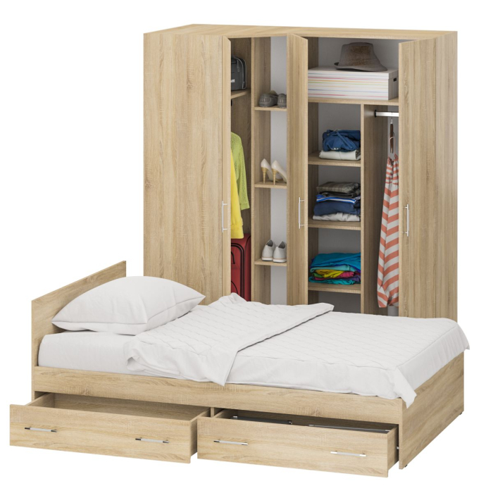 Спальные гарнитуры, Гарнитур Спальный № 2 Стандарт с кроватью 1200 с ящиками