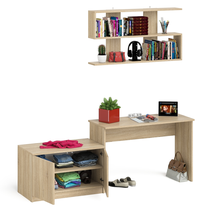 Прямые компьютерные столы, Письменный стол Мори МСП1200 с полкой и тумбой две дверки