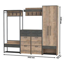 Прихожая модульная в стиле лофт Трувор № 238