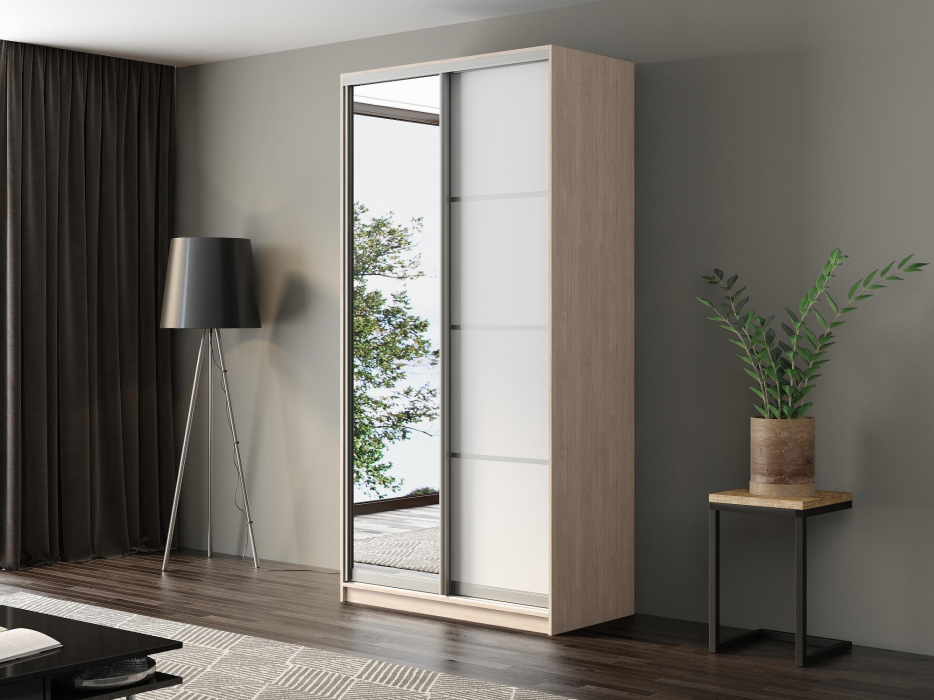 Шкафы-купе, Шкаф-купе Айсберг 120 ШАМОНИ СВЕТЛЫЙ (белый/зеркало)