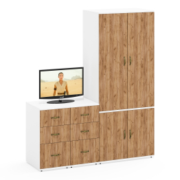 Мебель в бухгалтерию Лидер-8 из двух тумб с ящиками и шкафа МД 19Б