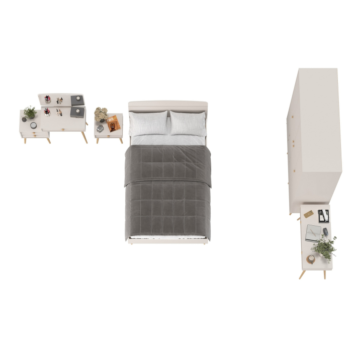 Спальные гарнитуры, Спальня Афина в цвете кашемир серый спальное место 1200х2000 мм.