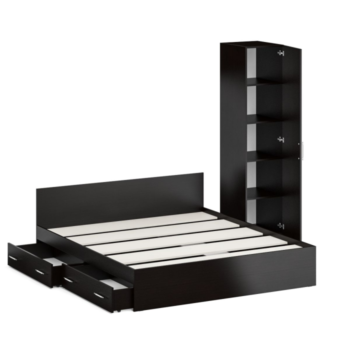 Спальные гарнитуры, Двуспальная Кровать с ящиками 1800 с пеналом Стандарт