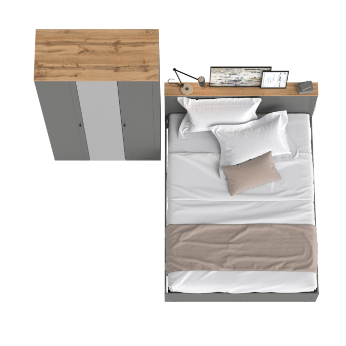 Спальные гарнитуры, Шкаф для одежды с зеркалом Остин с кроватью Остин с ортопедическим основанием