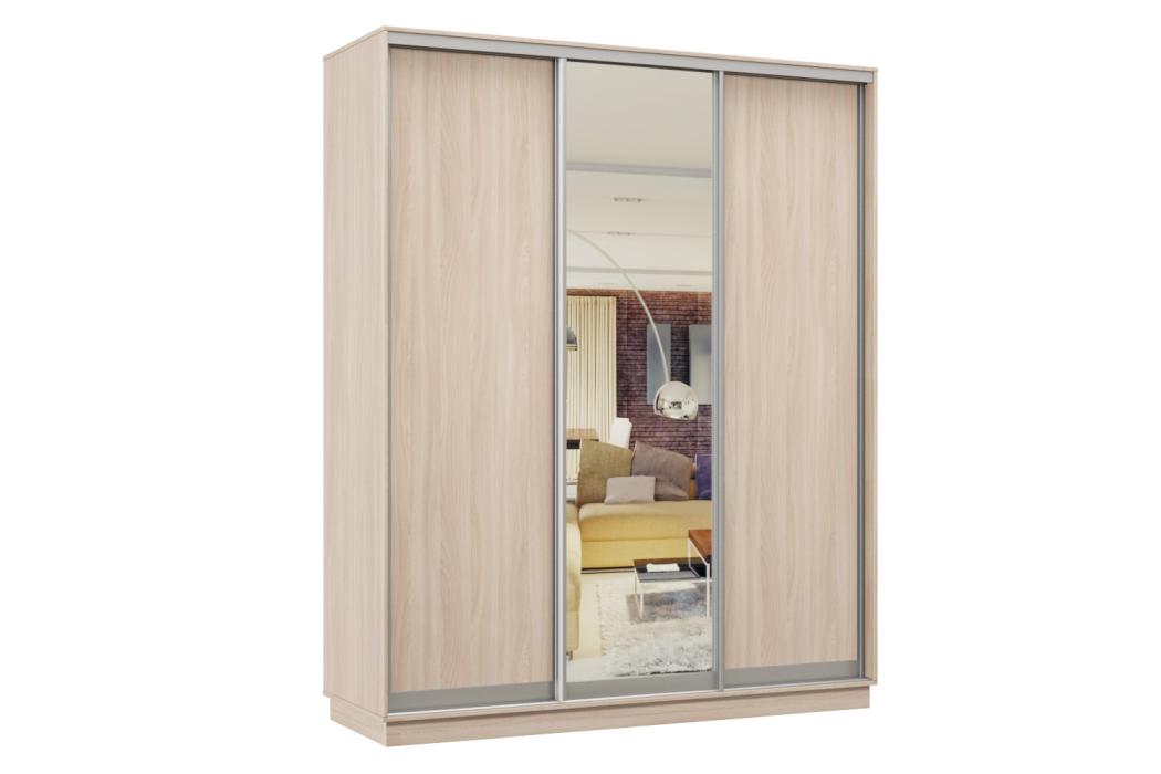 Шкафы-купе 3-х дверные, Шкаф-купе Премьер Лайт 25 (02;01;02) трехдверный