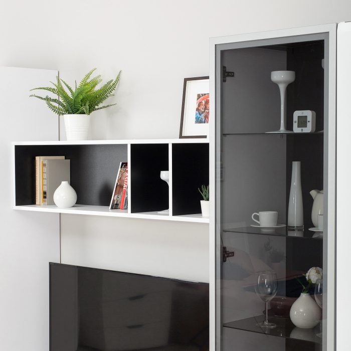 Стенки для гостиной, Гостиная Сидней с фасадами стекло