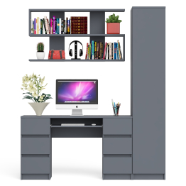 Компьютерный стол МС-2 с верхней полкой и пеналом для вещей Мори