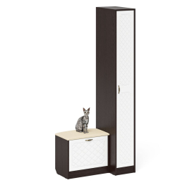 Пенал П-6-500 с обувницей с мягким сиденьем фрезеровка ромб